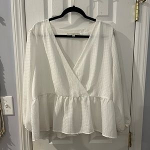 Loft white silky peplum top
